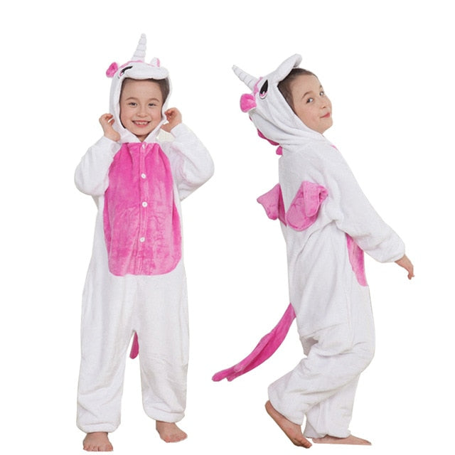 Kids White & Pink Unicorn Kigurumi