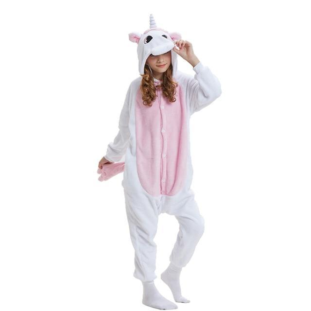 Kids White & Light Pink Unicorn Kigurumi