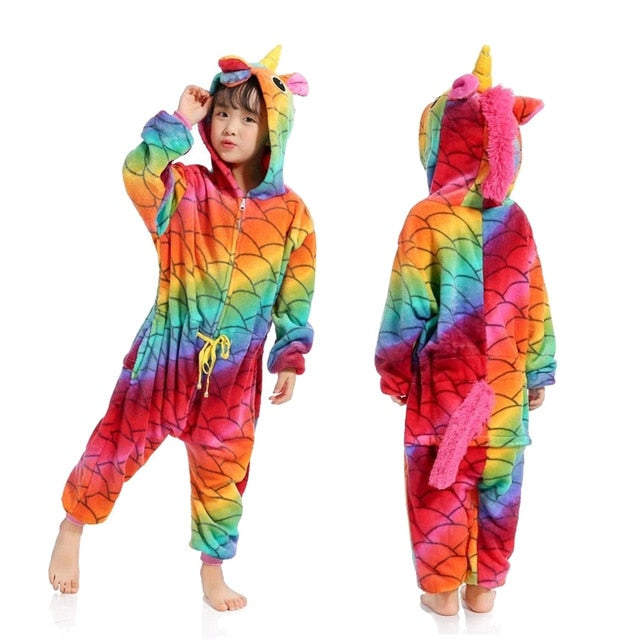 Kids Rainbow Unicorn Kigurumi