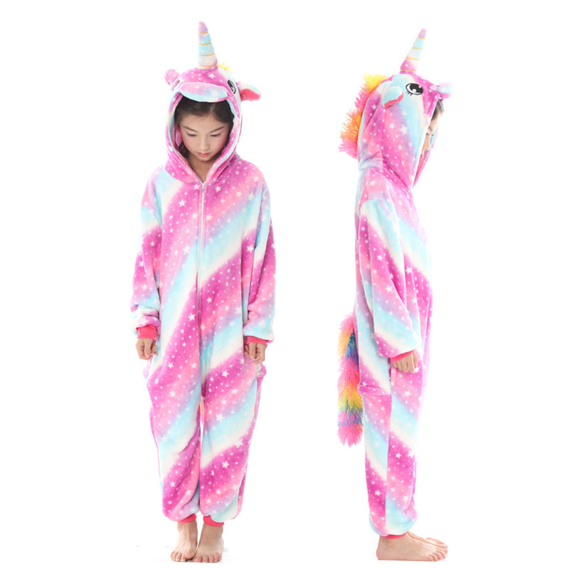 Kids Rose Stars Unicorn Kigurumi